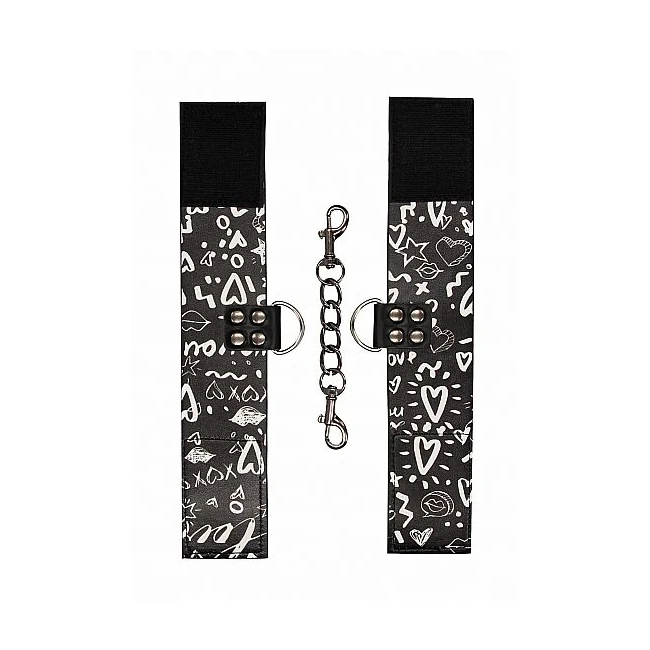 Love Street Art Fashion Printed Hand Cuffs Black - Hardware & Fasteners