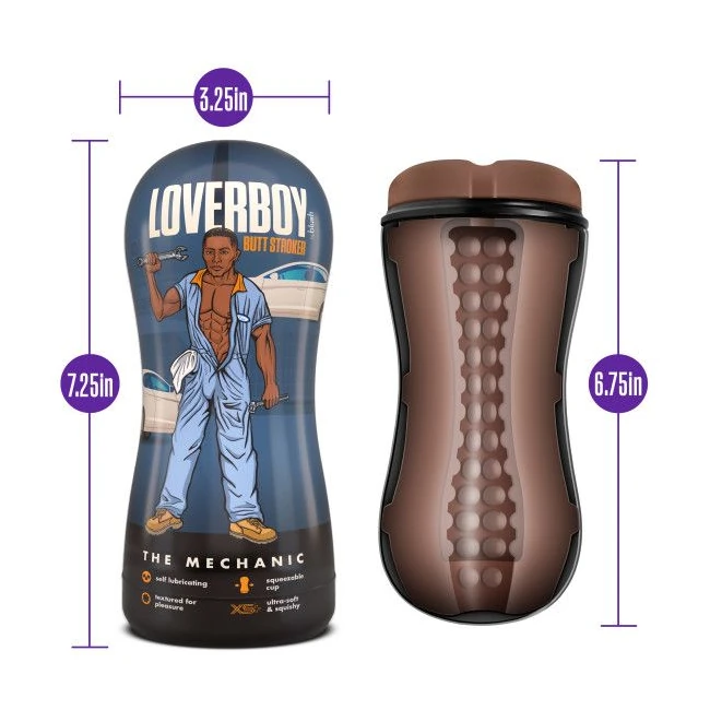 Loverboy the Mechanic Sel Lubricating Stroker Brown - Product Specifications