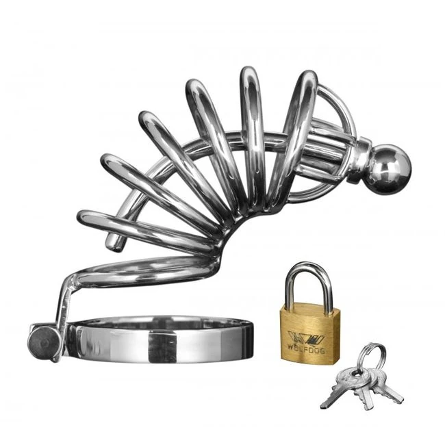 Masters Asylum 6 Ring Loc Cage W/urethral Plug Md/lg - Shape, Comfort, and Security