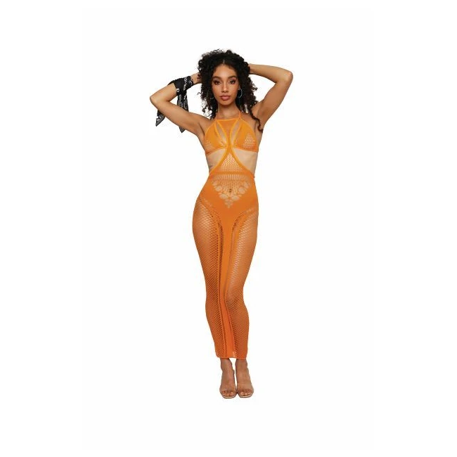 Multi-net Seamless Gown W Opaque Details Tangerine O/s - Fit & Sizing