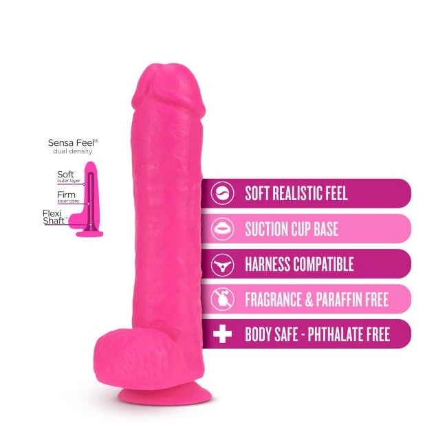 Neo 11in Dual Density Dil Neon Pink - Neo 11in Dual Density Dildo Neon Pink