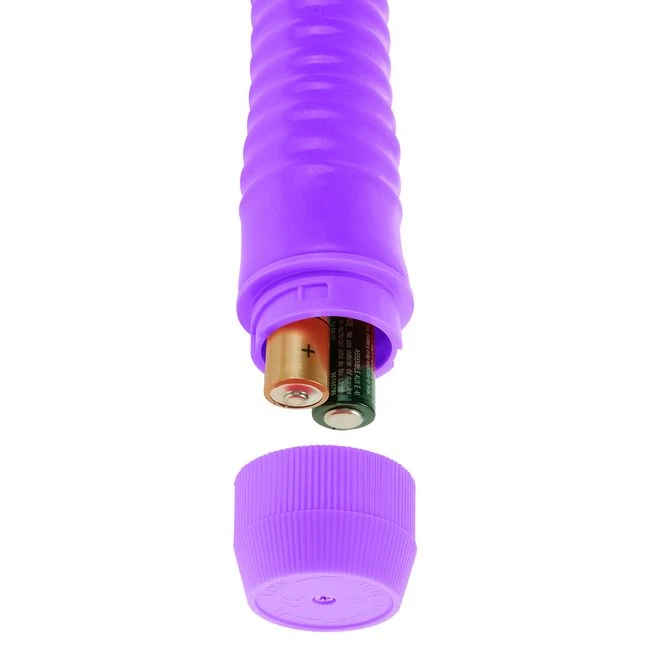 Neon Ribbed Rocket Purple Vibrator - How It Feels