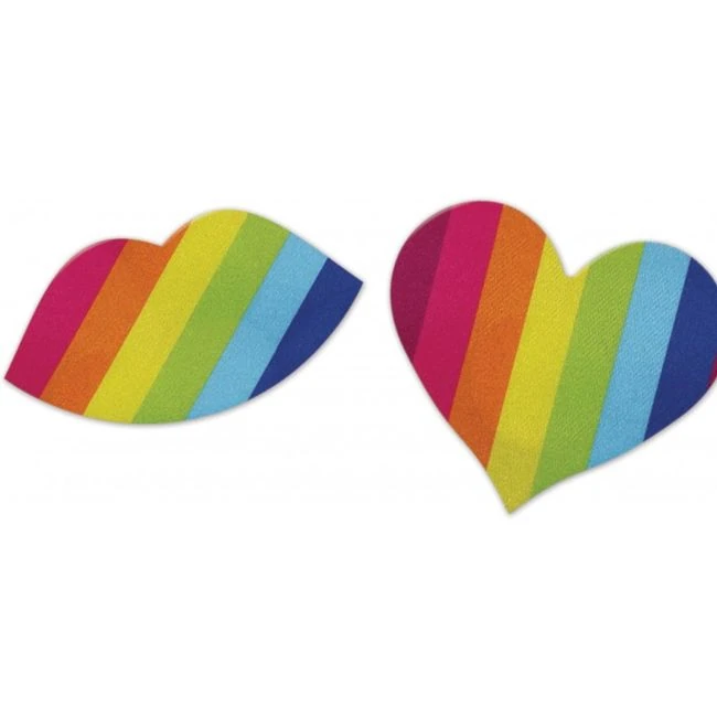 Nipplicious Rainbow Nippl Pasties 2pk Hearts & Lips - Fabric & Feel