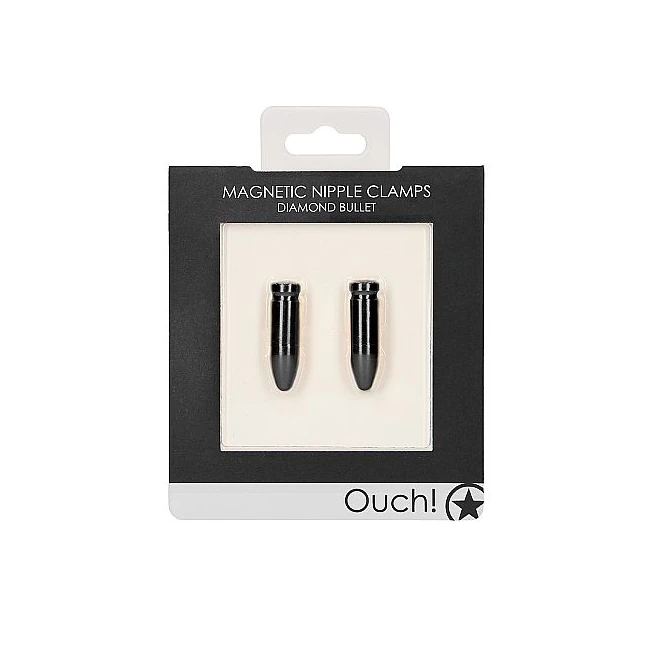 Ouch Magnetic Nipple Clam Diamond Bullet - Experience Intense Nipple Play with the Ouch Magnetic Nipple Clam Diamond Bullet