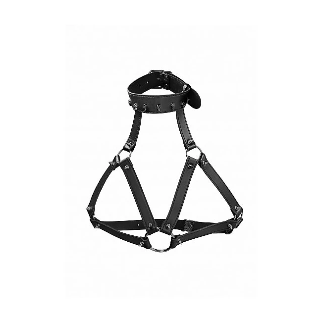 Ouch! Skulls & Bones Harn W/ Skulls & Spikes Black - Hardware & Fasteners