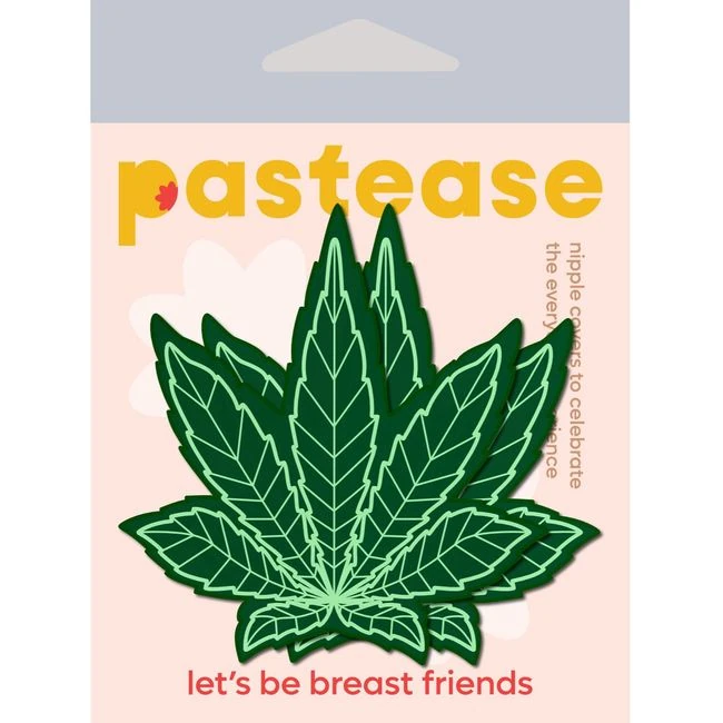 Pastease Indica Pot Leaf Green Weed Nipple Pasties - Design Details
