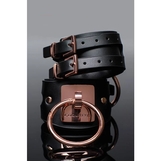 Pleasure Cuffs Black & Ro Gold - Hardware & Fasteners