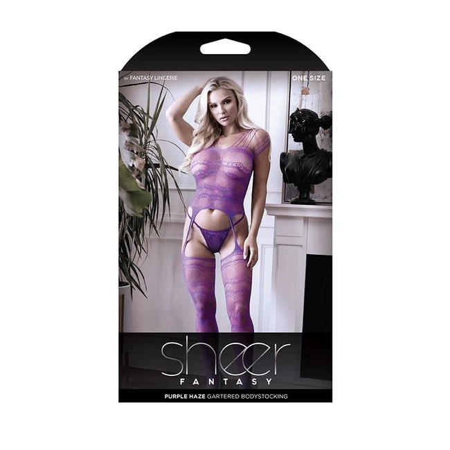 Purple Haze Bodystocking W/ Garters - Fit & Sizing