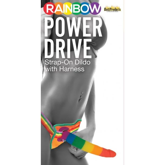 Rainbow Power Drive 7 St on Dildo W/harness Silicone " - Shape & Texture