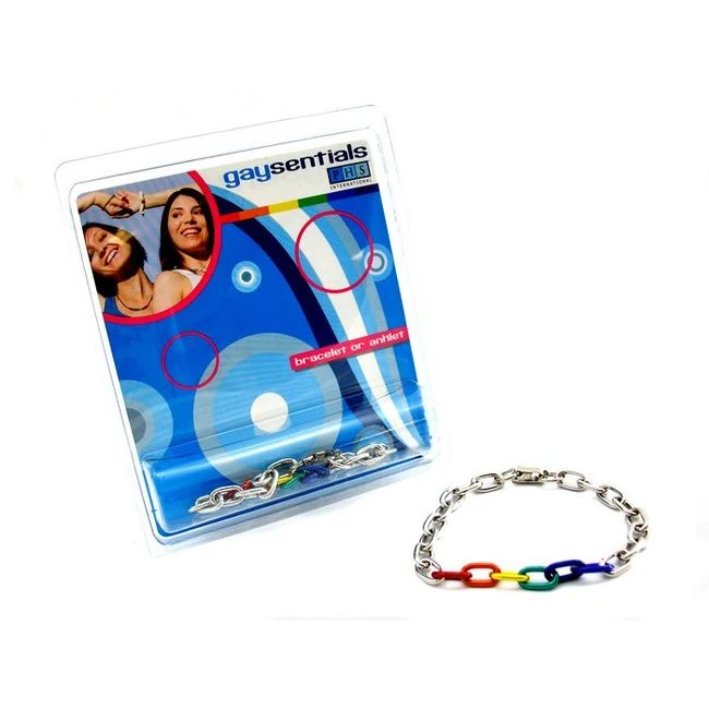 Rainbow & Silver Links Bracelet - Fabric & Feel