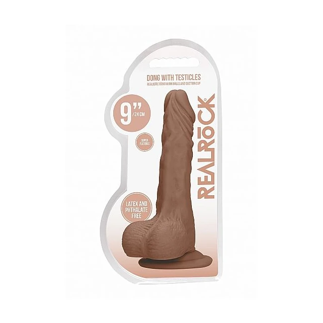 Realrock 9in Dong Tan W/ Testicles - Shape & Texture