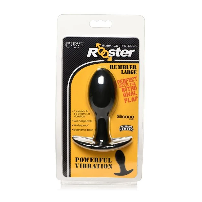 Rooster Rumbler Large Vibrating Silicone Butt Plug - Experience Deep Pleasure with the Rooster Rumbler Large Vibrating Silicone Butt Plug