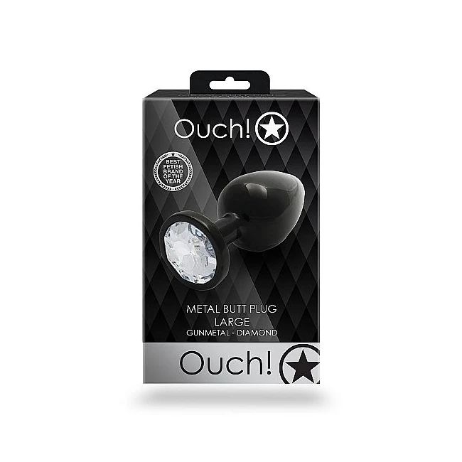 Round Gem Butt Plug Large Gunmetal Diamond - Luxurious Design and Premium Materials