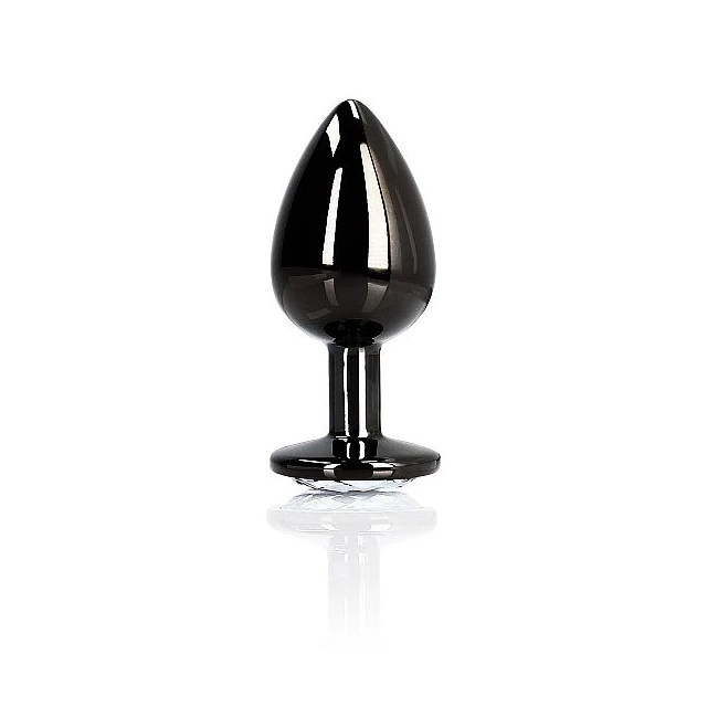 Round Gem Butt Plug Large Gunmetal Diamond - Temperature Play and Sensory Exploration