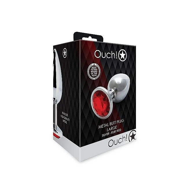 Round Gem Butt Plug Large Silver Ruby Red - Experience the Elegance of the Round Gem Butt Plug Large Silver Ruby Red