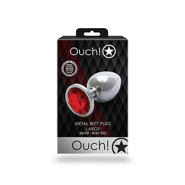 Round Gem Butt Plug Large Silver Ruby Red - How It Feels