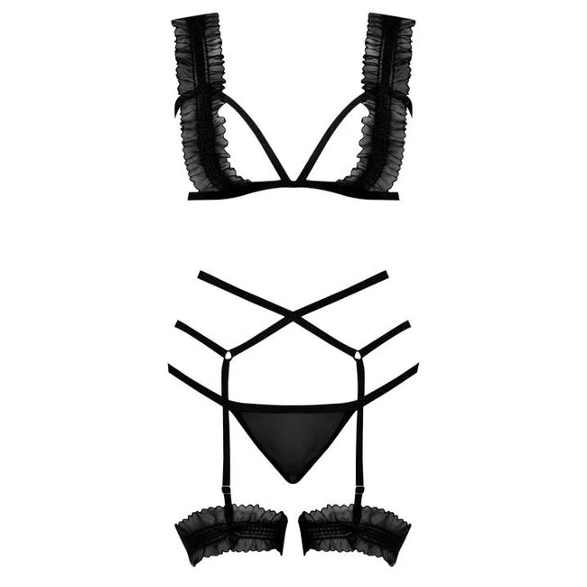 Ruffled Bra Garter & Pan Black S/m - Care Instructions