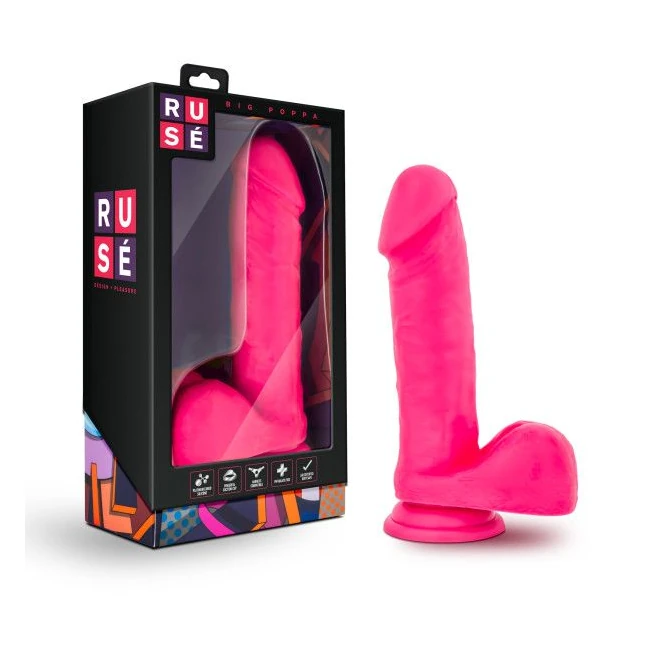 Ruse Big Poppa Hot Pink - Suction Base & Harness Play