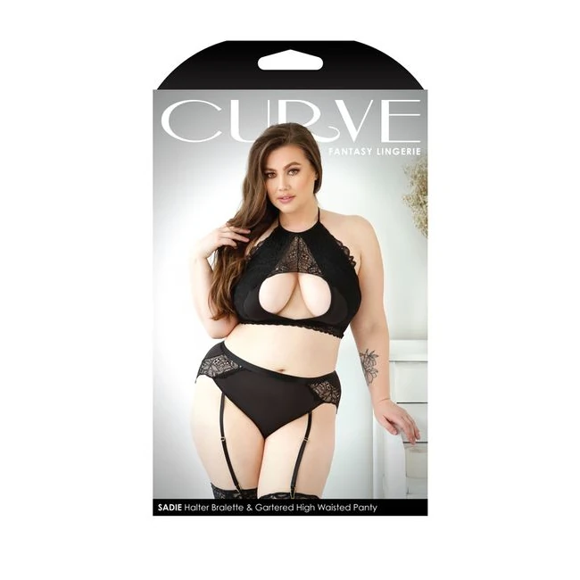 Sadie Halter Bralette & G Panty Black 1x/2x - Fit & Sizing