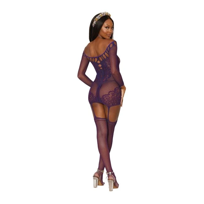 Scalloped Lace Garter Dre Aubergine O/s - Fabric & Feel