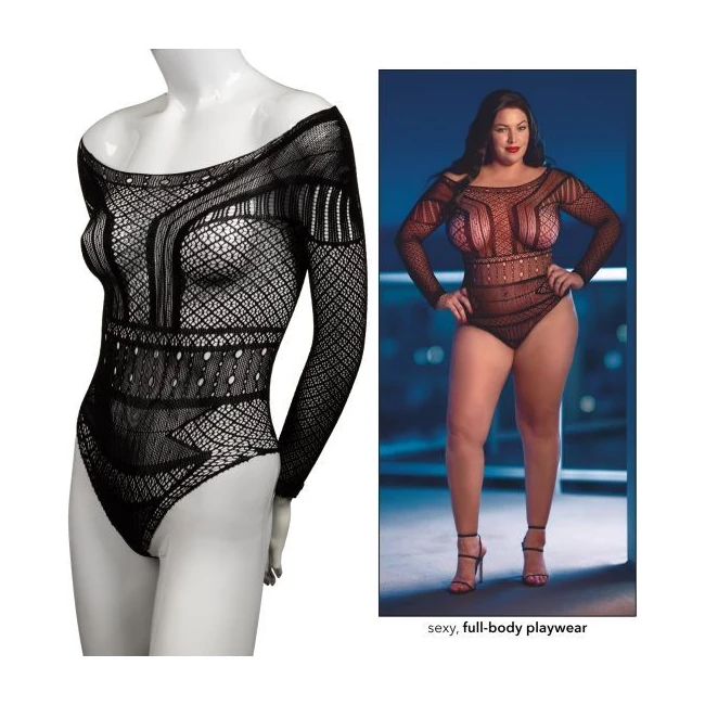 Scandal Plus Size Off the Shoulder Body Suit - Design Details