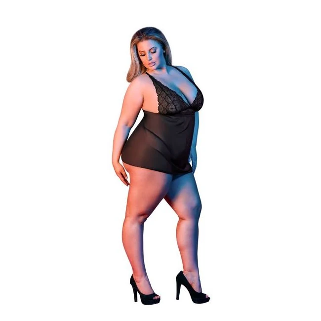 Sexy Time Baby Doll W/ Fl Away Back & G-set - Fabric & Feel