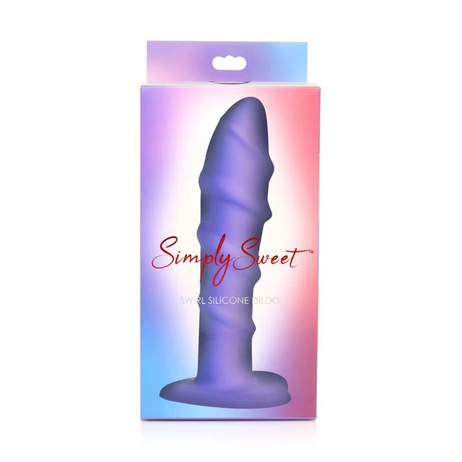 Simply Sweet Swirl Silico Dildo Purple - Product Overview