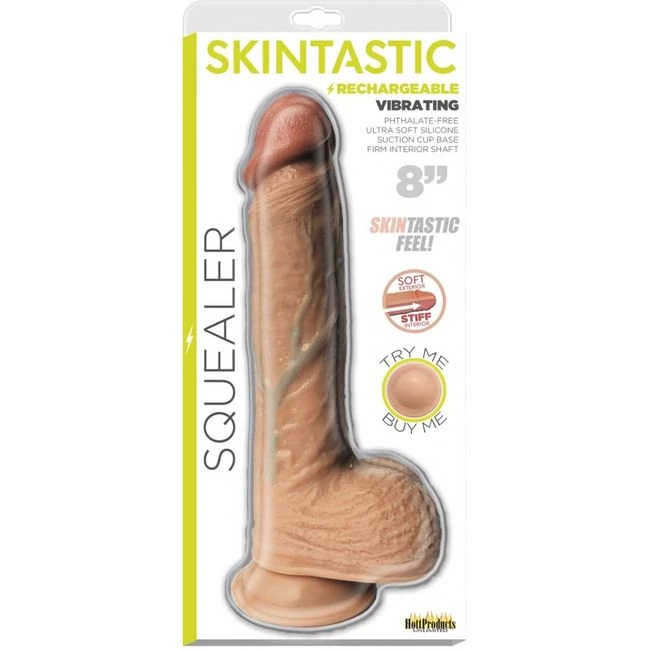 Skintastic Squealer Ultra Rechargeable Dildo 8 in - Experience Exceptional Realism