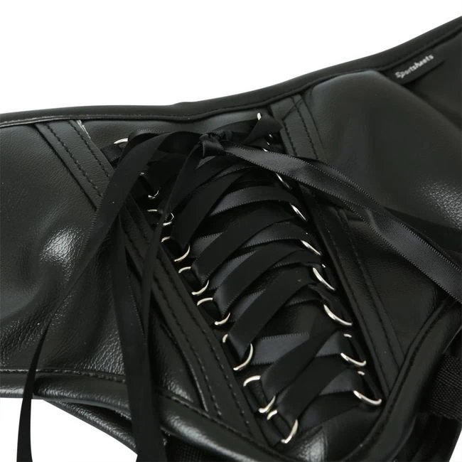 Ss Plus Black Pvc Corsett Strap-on - Includes