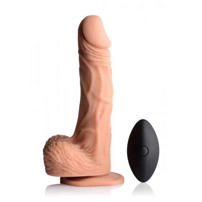 Strap U 10x Groove Silico Vibrating & Rotating Dildo W/ Remote & Harness - Experience Gyration and Vibration in One Powerful Dildo