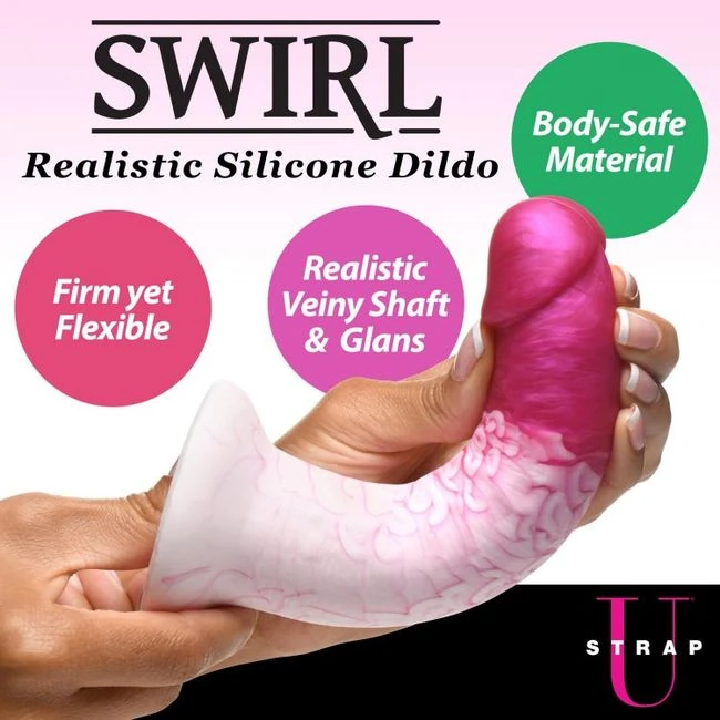 Strap U Real Swirl Realis Dildo Pink - Shape & Texture