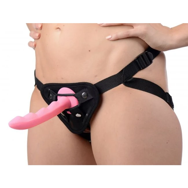 Strap U Ripples Silicone on Harness Dildo Pink - Shape & Texture