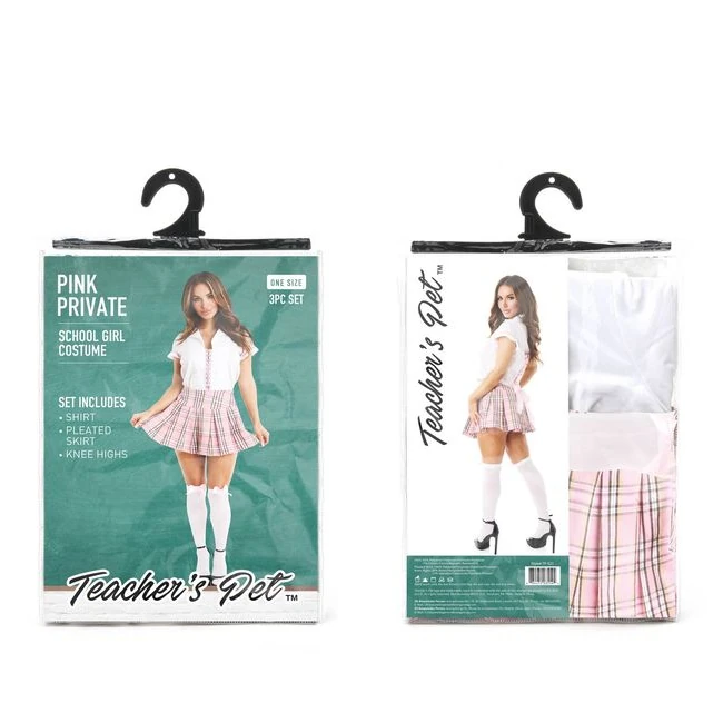 Teacher's Pet 3pc Pink Pr Schoolgirl Costume - Fabric & Feel