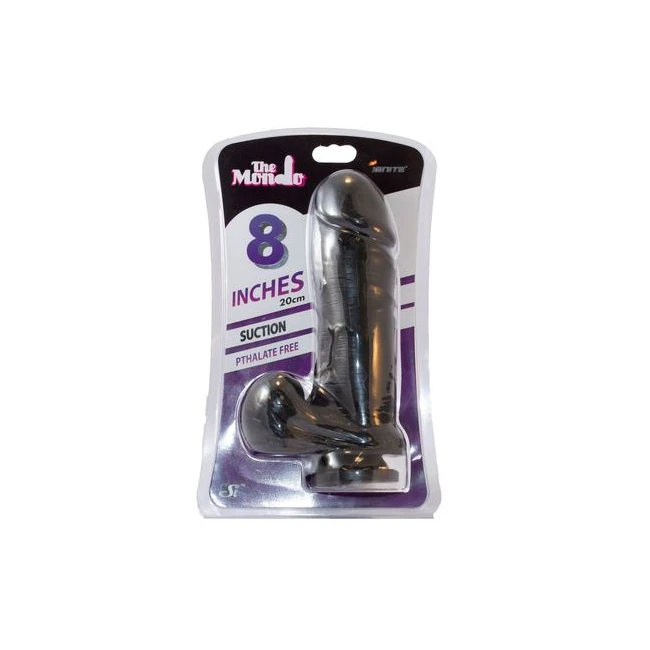 Thick Cock W/balls & Suct Black 8in - Shape & Texture