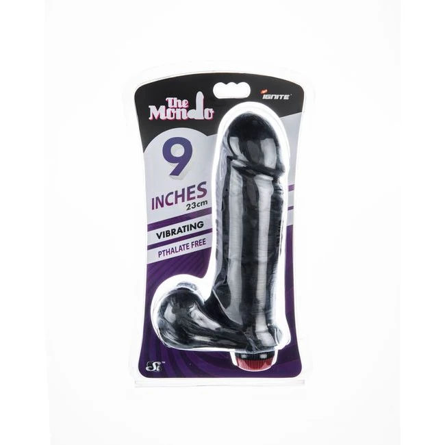 Thick Cock W/balls & Vibe Black 9in - Product Description