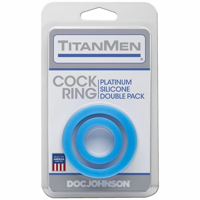 Titanmen Cock Rings Doubl Pack Silicone Blue - Shape & Texture
