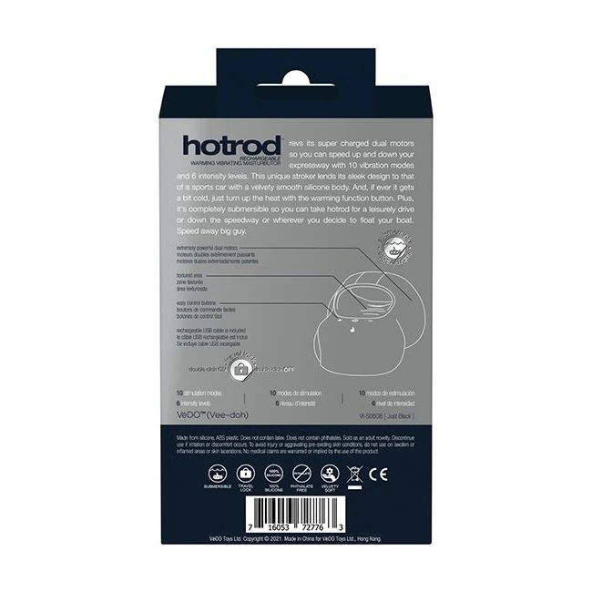 Vedo Hotrod Stroker Warmi Rechargeable Masturbator Just Black - Experience the Power and Performance of the Vedo Hotrod Stroker Warmi