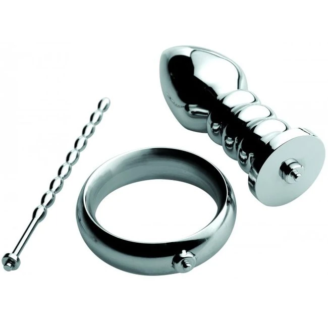 Zeus Deluxe Series Voltai Him Stainless Steel Male E Stim Kit - Zeus Deluxe Series Voltai Him Stainless Steel Male E-Stim Kit