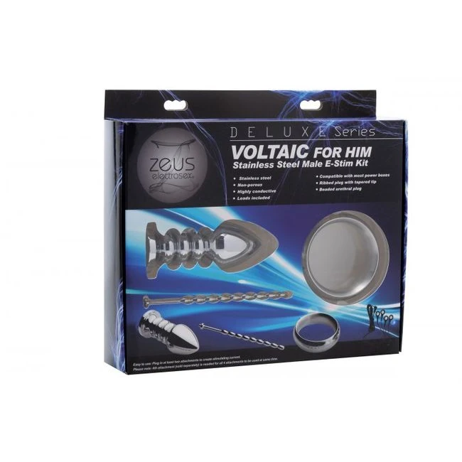 Zeus Deluxe Series Voltai Him Stainless Steel Male E Stim Kit - Material & Safety
