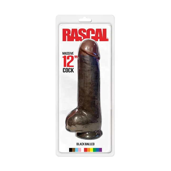 Black Balled Dildo 12in - Shape & Texture