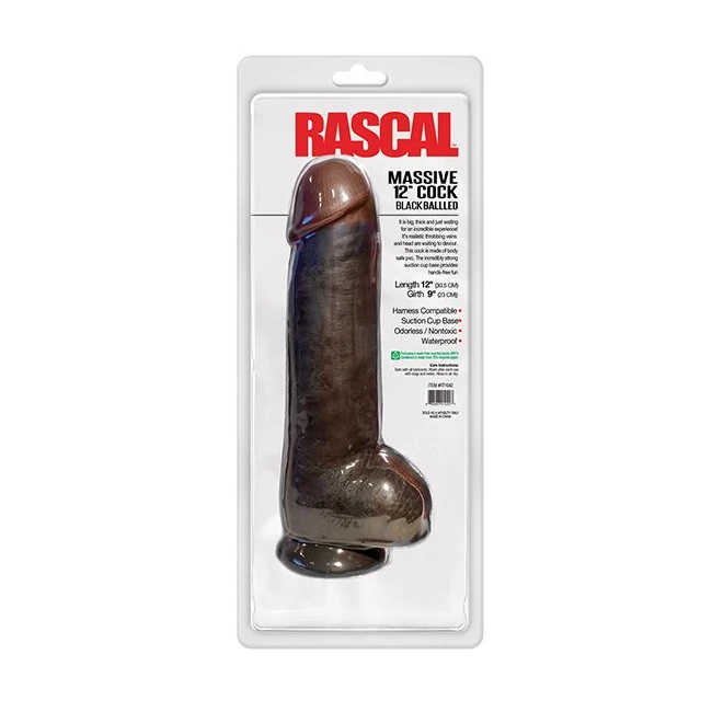 Black Balled Dildo 12in - Material Feel