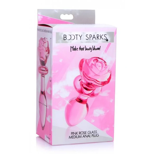 Booty Sparks Pink Rose Gla Medium Anal Plug - Measurements