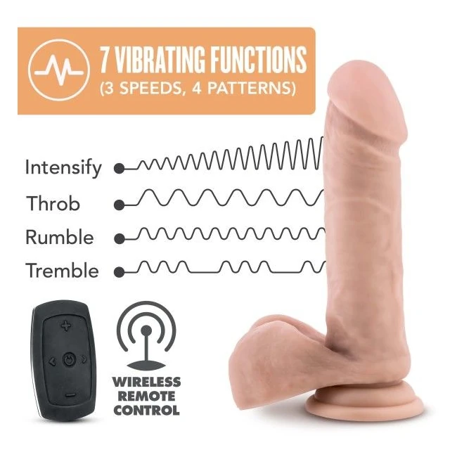 Dr Skin Dr Dylan Silicone in Dildo W/ Remote Vanilla - Vibration Modes & Features