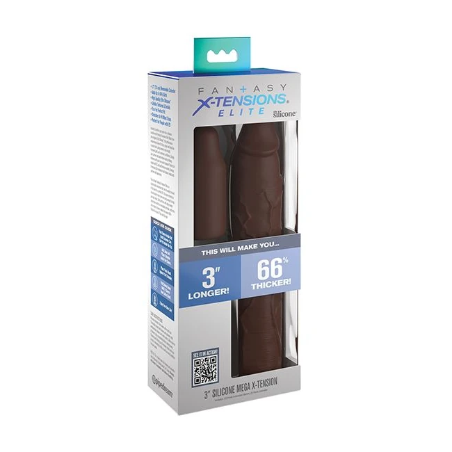 Fantasy X-tensions Elite 9 Sleeve W/ 3in Plug Brown - Transform Your Experience with the Fantasy X-tensions Elite