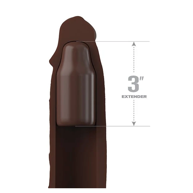 Fantasy X-tensions Elite 9 Sleeve W/ 3in Plug Brown - Internal Texture and Stimulation