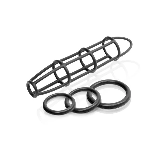 Fetish Fantasy Elite Cockc & Ring Set Black - Fetish Fantasy Elite Cockcage and Ring Set - Black
