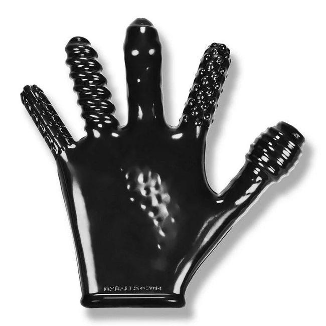 Finger Fuck Textured Glove Oxballs Black - Internal Texture & Stimulation