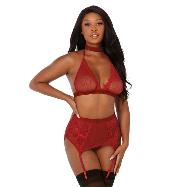 Fishnet & Laceset W/ Stretch Velvet Trim - Design Details