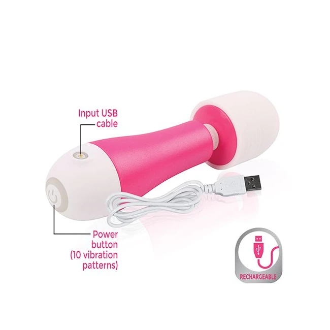Fuzu Rechargeable & Travel Size Mini Wand Pink - Power & Performance