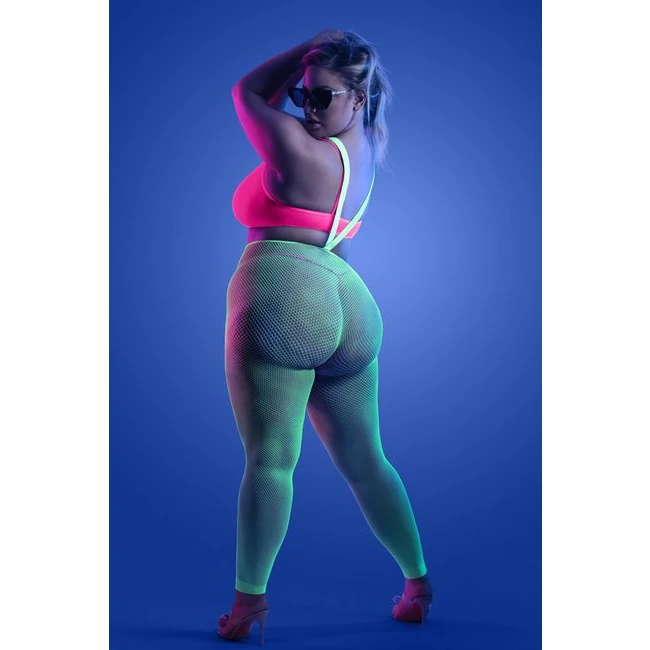 Glow Come Alive 3pc Seamle Set Neon Green & Pink Q/s - Glow Come Alive 3-Piece Seamless Neon Green & Pink Set by Fantasy Lingerie
